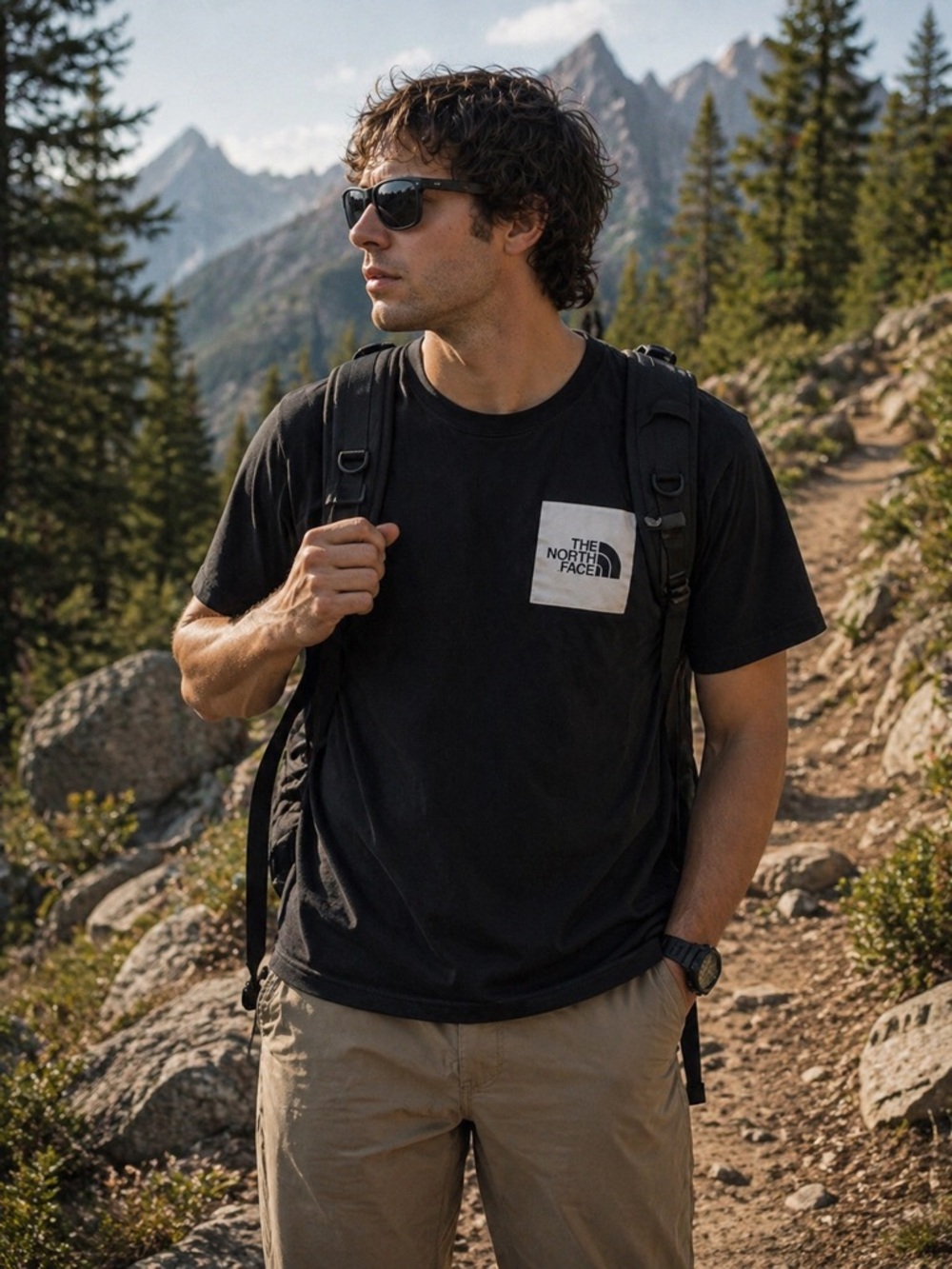 The North Face Black Logo Pocket Tee Men’s Medium Short Sleeve Graphic T Shirt